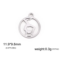 Polished stainless steel yoga pendant charm, hollow circular design, 11.9x9.8mm size - Yoga Poses / Steel