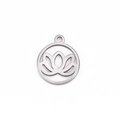 Pendentif circulaire fleur de lotus en acier inoxydable poli pour création bijoux - Lotus dans Cercle Argenté