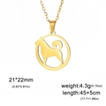 Golden standing dog silhouette pendant necklace with adjustable chain on white background - Gold