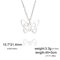 Collier avec pendentif papillon évidé en acier inoxydable et détails de cœur sur chaîne argent - Acier