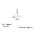 Colgante de avión en acero inoxidable pulido para joyería DIY tamaño 16x12,5 mm - Color acero