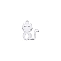 Polished stainless steel hollow cat pendant with smiling face for DIY jewelry making - Cat / Steel