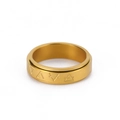 Polished gold stainless steel rotating ring with engraved triangle symbols for men - US 7 / Gold