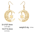 Bohemian gold hollow moon and snowflake drop earrings with dimensional specifications - Gold