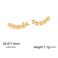 Golden stainless steel five-butterfly stud earrings with polished finish for women - Gold