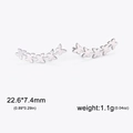 Elegant stainless steel butterfly crawler earrings with five small butterflies in silver finish - Steel