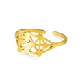 Bague ouverte Arbre de Vie dorée en acier inoxydable avec motif géométrique complexe - Or