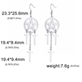 Boucles d'oreilles pentagramme argent avec pendentifs croix et épée, poids 7,6g - Acier
