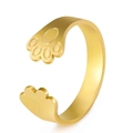 Adjustable gold paw print ring for women with minimalist animal design details - Adjustable Open / Gold