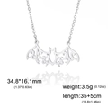 Polished stainless steel bat pendant necklace for men with intricate hollowed cutouts - Steel