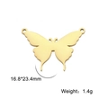 Polished butterfly charm for jewelry making with double holes in gold finish - Gold