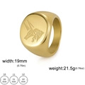 Men's 19mm gold stainless steel ring with ancient Egyptian Anubis signet engraving - US 10 / Gold