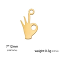 Polished gold OK gesture charm pendant with ring for DIY jewelry making 7x12mm - OK Hand / Gold