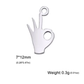 Polished silver OK gesture pendant charm for DIY jewelry, 7x12mm stainless steel craft - OK Hand / Steel