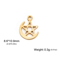 Golden stainless steel moon and star charm pendant with dimensions for DIY jewelry - Star Moon / Gold