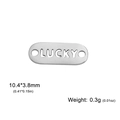Polished stainless steel lucky pendant tag for necklaces measuring 10.4 by 3.8mm - LUCKY / Steel