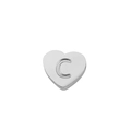 Polished heart-shaped pendant with letter C engraving in silver-tone stainless steel - Steel-C