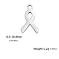 Polished silver stainless steel ribbon charm pendant with precise metric and imperial dimensions - Crossover Shape / Steel