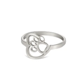 Minimalist stainless steel ring featuring a cutout heart and pet paw print design - US 6 / Steel