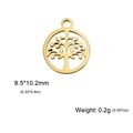 Golden tree of life hollow round pendant charm 8.5x10.2mm for DIY jewelry making - Jenny J. Tree / Gold