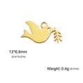 Golden stainless steel peace dove pendant with olive branch for DIY jewelry making - Gold