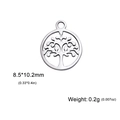 Polished stainless steel hollow tree of life circular pendant with dimensions and weight - Jenny J. Tree / Steel