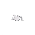 Polished stainless steel peace dove pendant with olive branch for DIY jewelry making - Steel