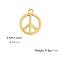 Golden stainless steel peace symbol charm with 8.5x10.3mm dimensions for DIY jewelry - Peace Sign / Gold