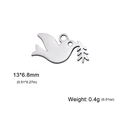 Polished stainless steel peace dove pendant with olive branch for DIY jewelry making - Steel
