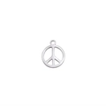 Polished stainless steel peace sign pendant with hanging loop on a white background - Steel