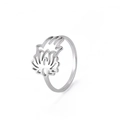 Anillo vintage plateado calado con diseño de Mano de Fátima y Loto para parejas - US 7 / Color acero