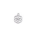 Pendentif circulaire vintage en acier inoxydable avec fleur évidée et motif géométrique - Fleur de Vie Argentée