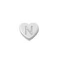 Pendentif cœur poli en acier inoxydable avec la lettre N gravée en argent - Couleur Acier-N