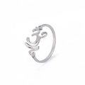 Polished titanium steel ring featuring an intricate hollow Om symbol yoga design - US 7 / Steel
