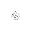 Pendentif mandala celtique en acier inoxydable poli avec motif géométrique ajouré - Chrysanthème Ajouré Argenté