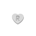 Pendentif cœur en argent poli avec lettre R gravée en acier inoxydable doré 18K - Couleur Acier-R