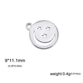 Pendentif visage souriant en acier inoxydable argenté ajouré, taille 9x11,1mm - Acier