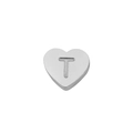 Pendentif en cœur en acier inoxydable argenté avec une lettre T gravée minimaliste - Couleur Acier-T