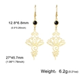 Orecchini a sospensione loto dorati con strass neri e design mandala bohémien - Oro - Strass Nero