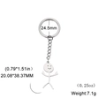 Porte-clés en acier inoxydable argenté poli avec un pendentif original en forme de bonhomme - Couleur Acier