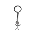 Porte-clés en acier inoxydable noir avec pendentif bonhomme bâton faisant un doigt d'honneur - Noir