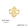 Polished gold bee charm for jewelry making, 12.5x13mm stainless steel pendant - Gold
