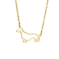 Minimalist gold dachshund pendant necklace with sleek linear hollow cut-out design - Gold