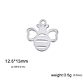 Cute stainless steel bee charm for DIY jewelry making with hollow wing design - Steel