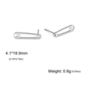 Polished stainless steel paperclip earrings set with size and weight dimensions - Steel