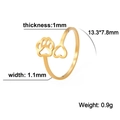 Adjustable 18K gold-plated stainless steel ring with hollow heart and dog paw prints - Adjustable Open / Gold