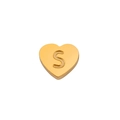 Pendentif coeur plaqué or 18K avec gravure lettre S pour bijoux en acier inoxydable - Or-S