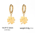 Pendientes de trébol de cuatro hojas en acero inoxidable dorado con diseño de pétalos - Dorado