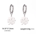 Pendientes de trébol de cuatro hojas en acero inoxidable plateado para mujer - Color acero