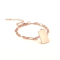 Roségouden hiphop roestvrijstalen armband met ovale schakels en rechthoekige hanger - Roségoud
